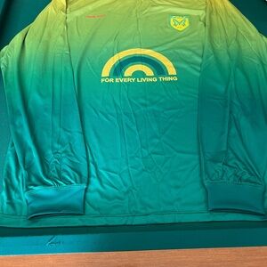 Green Ombre 'For Every Living Thing' Long Sleeve soccer Shirt NWOT